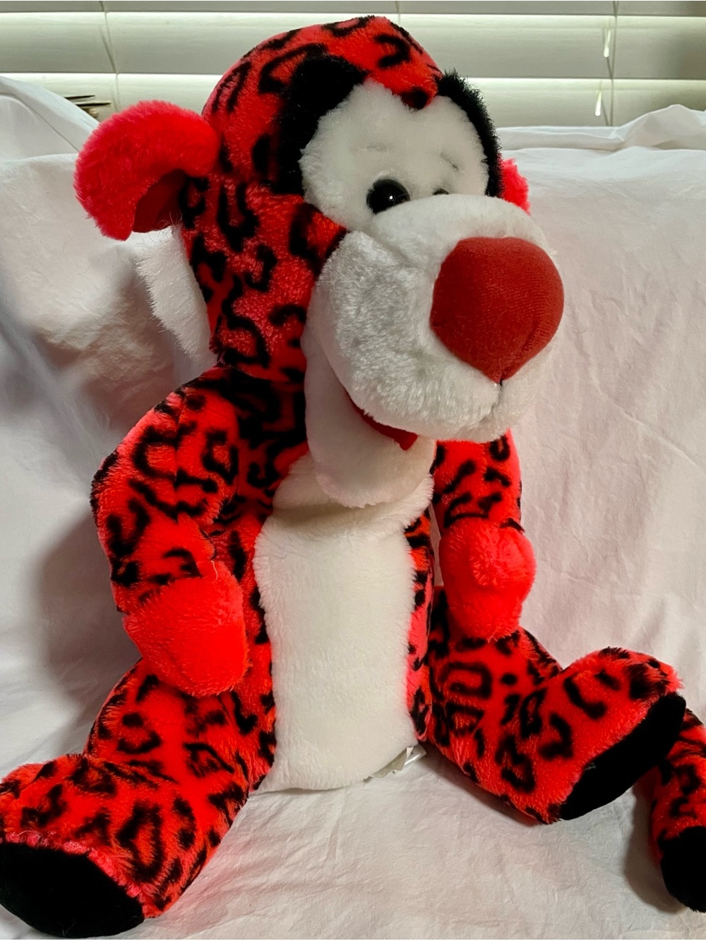 Vintage 90s 16” Liberty Toy Neon Red Leopard Plush
